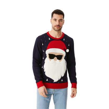 Couple - Smart Santa in Shades Sweater with Pom pom