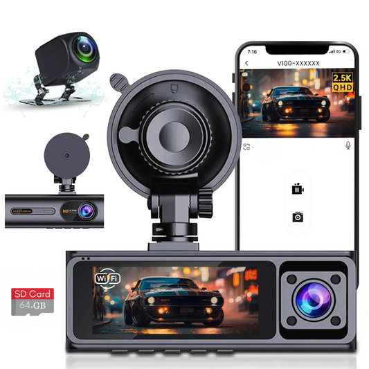 LDAS A20 Dash Cam WiFi , 2.5K Car Camera, Dashcams with App, Night Vision, G-Sensor, Loop Recording, 24H Parking Mode, Free 128G SD Card, Support 256GB Max (Black)