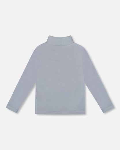 Super Soft Ribbed Mock Neck Top Blue Gray