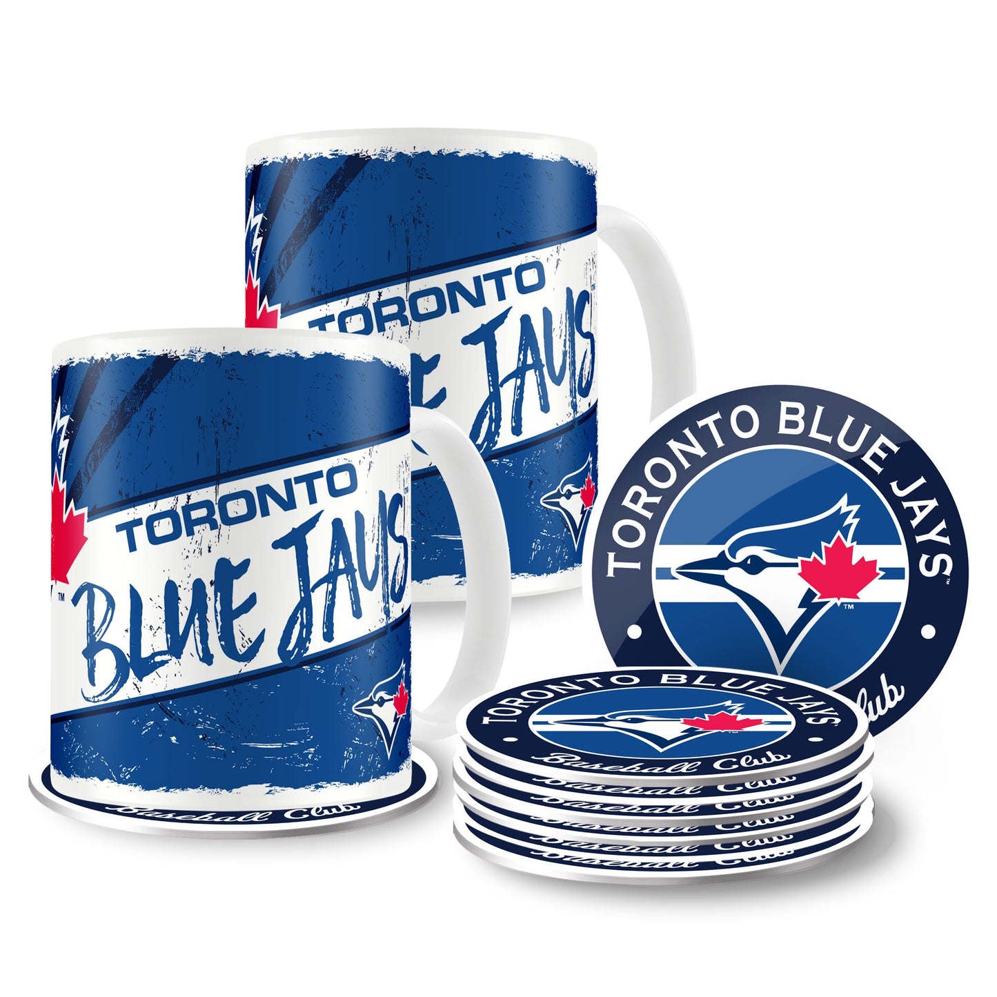Toronto Blue Jays Mug & Coaster Set - 2 Pack 15oz Mugs | 8 Pack Coasters