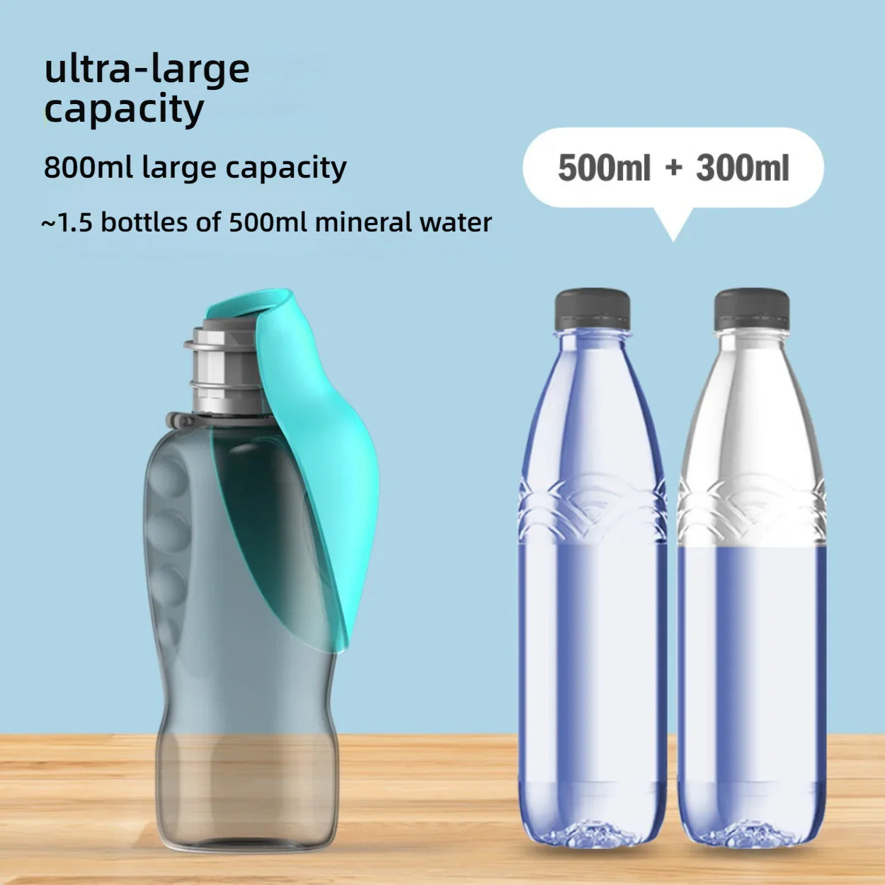 Portable Pet Hydration Bottle with Foldable Cup, 800 ml