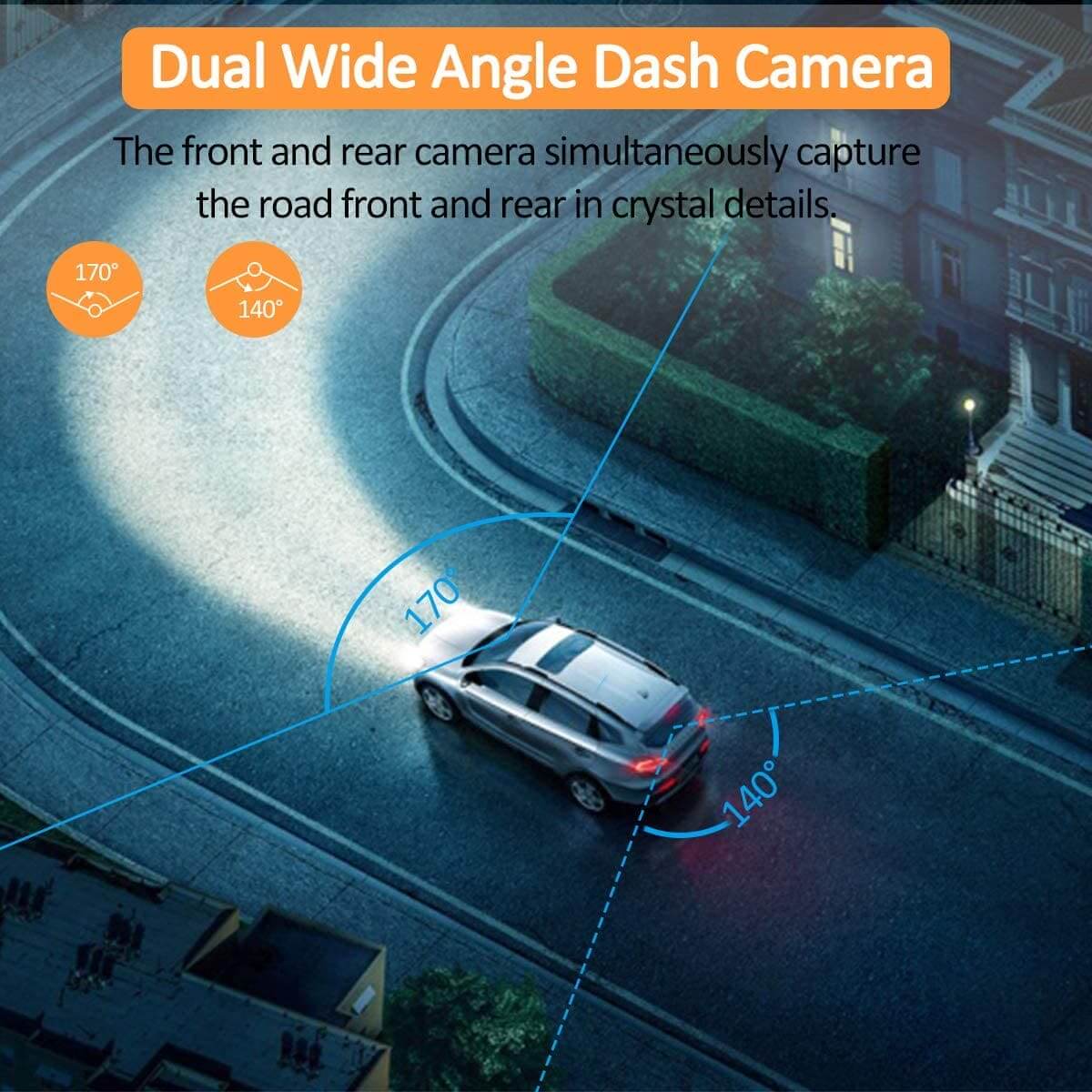 LDAS Dash Cam for Cars Front and Rear and SD Card Included